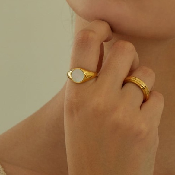 Round shell signet ring - Picture 6 of 8